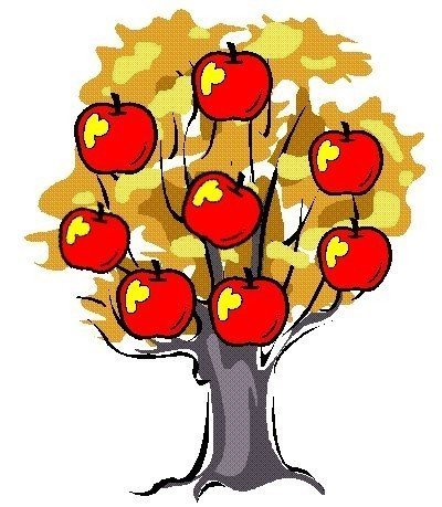 Яблоня осенью для детей